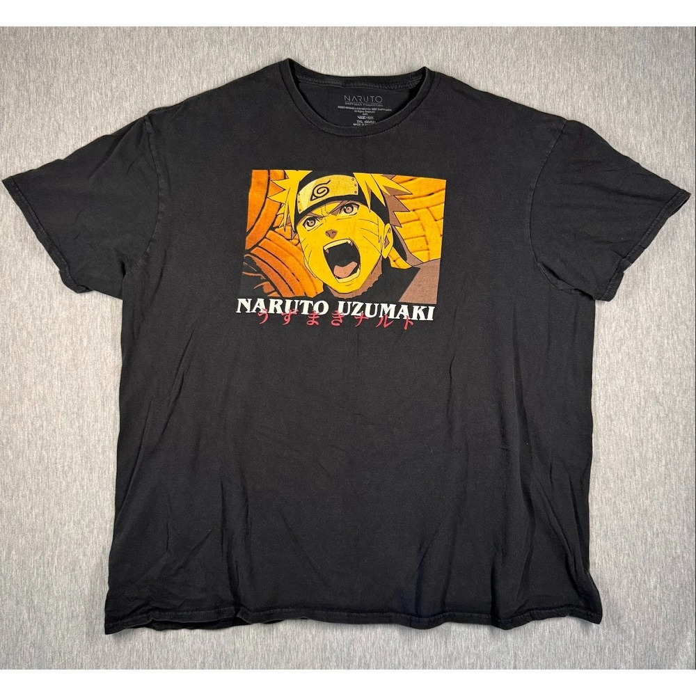 Naruto Uzumaki Anime Graphic‎ Tee Naruto Shippuden Official VIZ Media Black 2XL